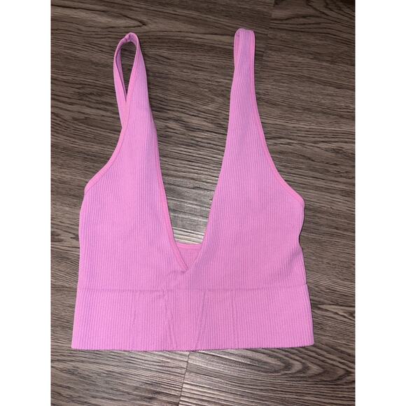 Free People NWOT Purple Ribbed Crop Top - Picture 1 of 3